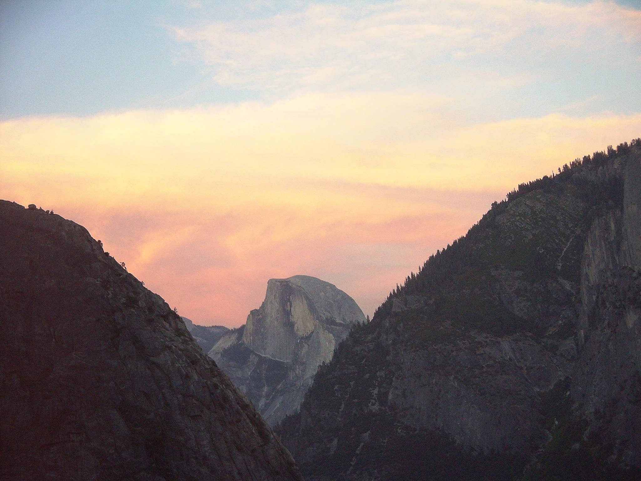 sunset over half dome